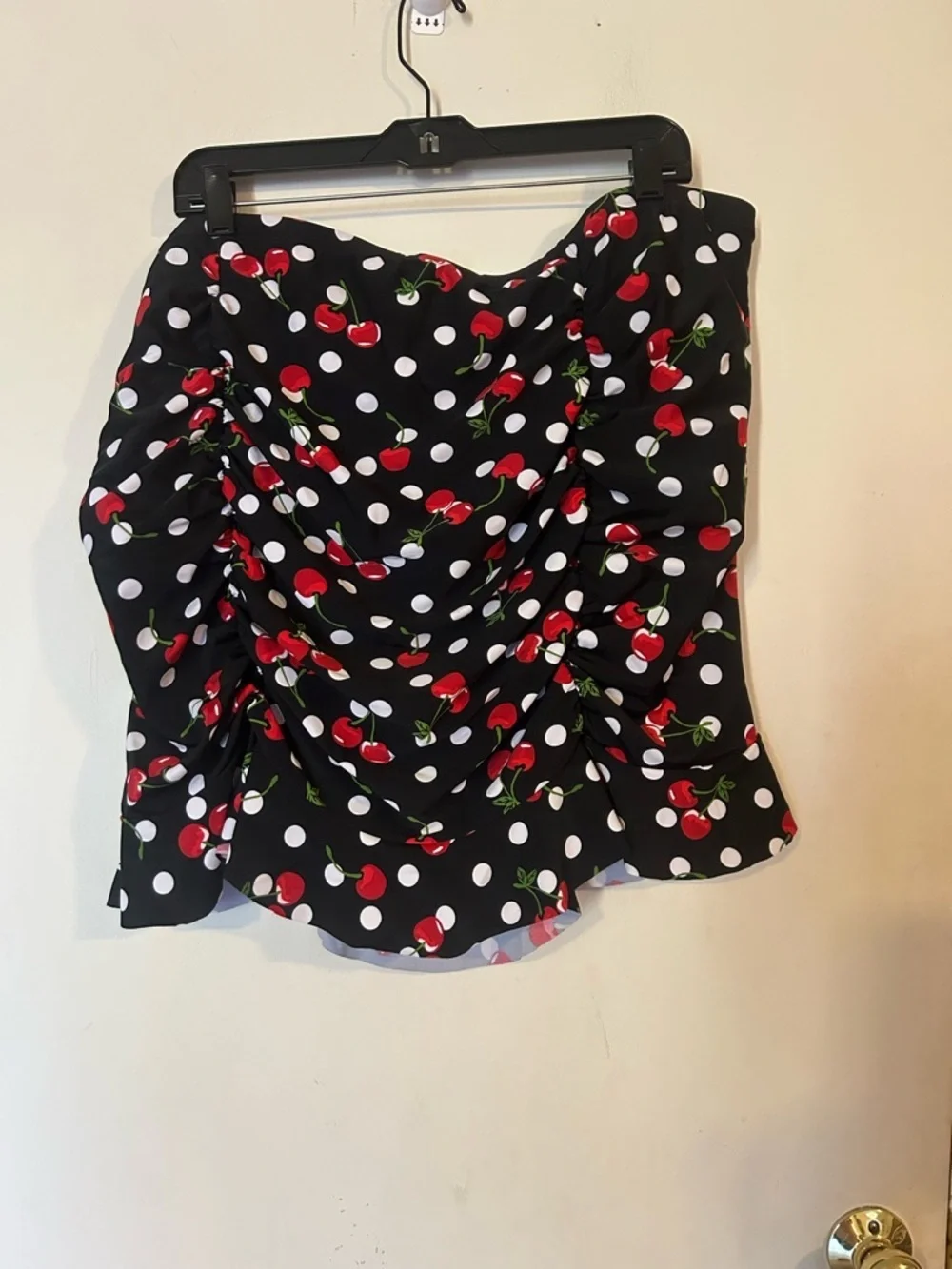 Torrid Size 4 Retro Cherry Polka Dot High-Rise Long Ruched Swim Skirt With Brief